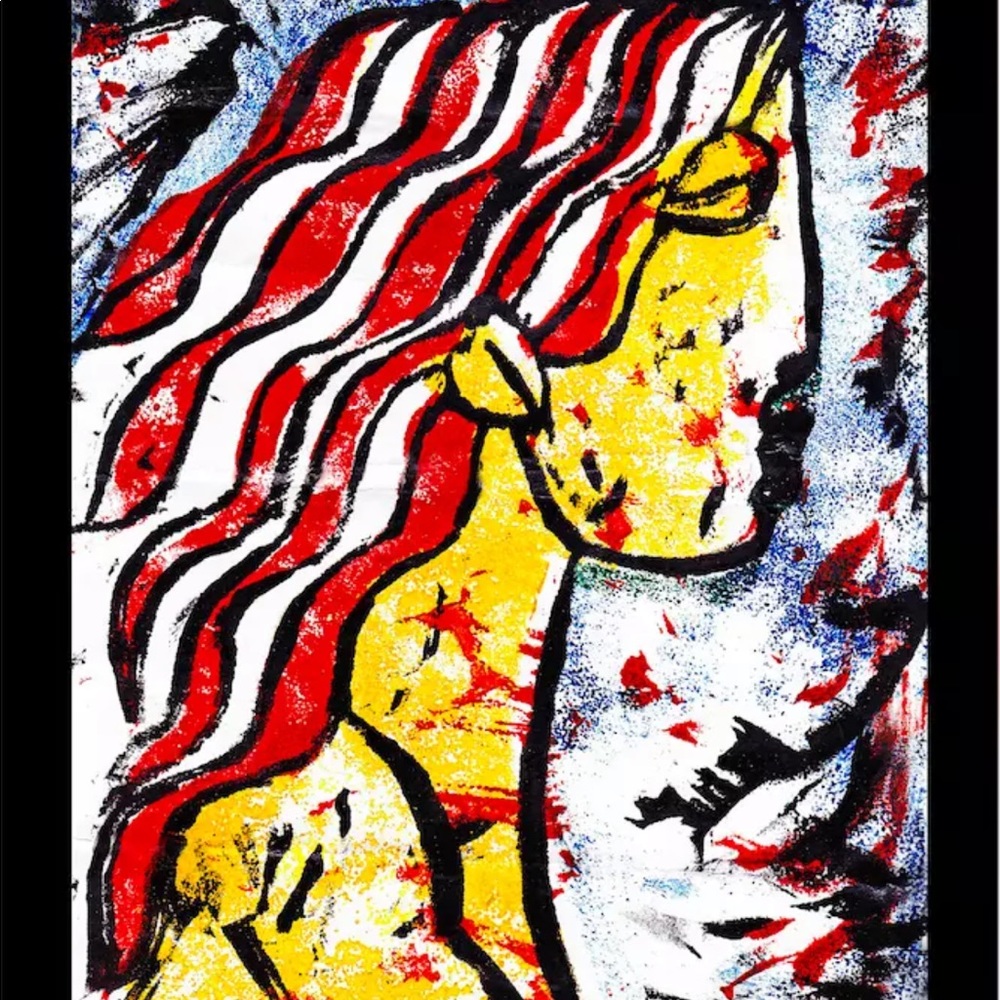 Canvas wall art BLOND IN RED ready to hang canvas